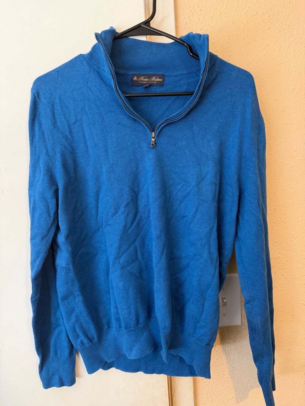 Brooks Brothers Supima Cotton Blue 1/4 Zip Pullover Sweater Womens Sz S